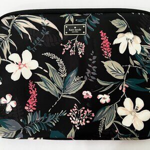 Kate Spade Black Floral Tropical Print Laptop/Tablet Sleeve